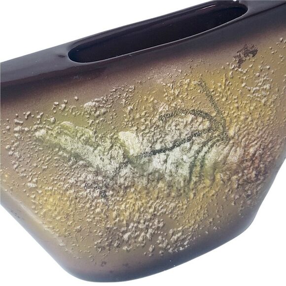 Vintage Mid Century Modern Hand Painted Ikebana Style Colorful Vase Gold Fleck - Picture 5 of 9